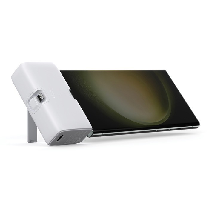 Powerbank de plástico reciclado con indicador de carga 20W color blanco tercera vista