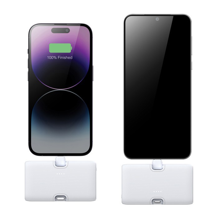 Powerbank de plástico reciclado con indicador de carga 20W color blanco sexta vista