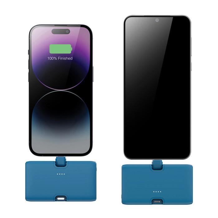 Powerbank de plástico reciclado con indicador de carga 20W color azul quinta vista