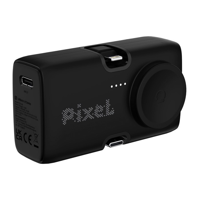 Cargador para reloj y varios dispositivos con potencia de 20W color negro vista con logo