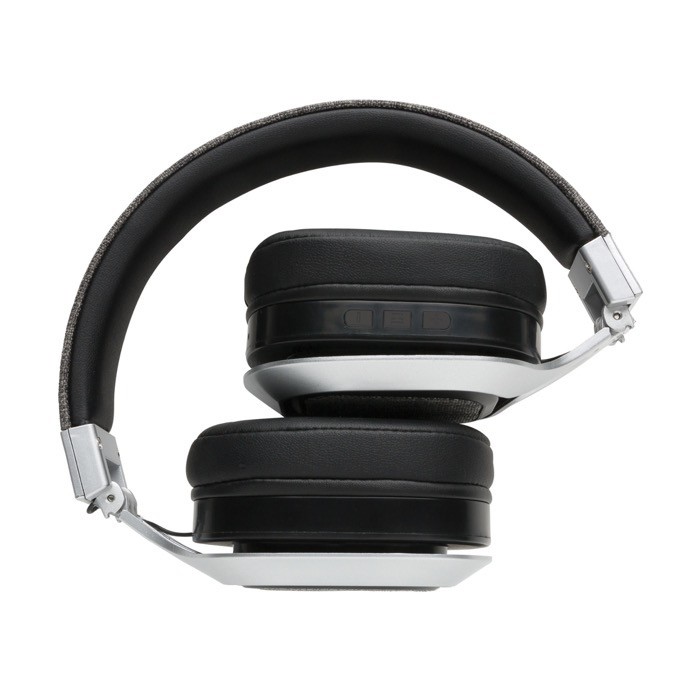 Auriculares cómodos con detalles en tela color gris segunda vista Auriculares cómodos con detalles en tela color gris segunda vista