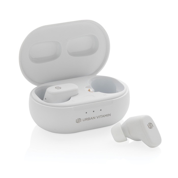Auriculares de botón sin ruido color blanco segunda vista Auriculares de botón sin ruido color blanco segunda vista