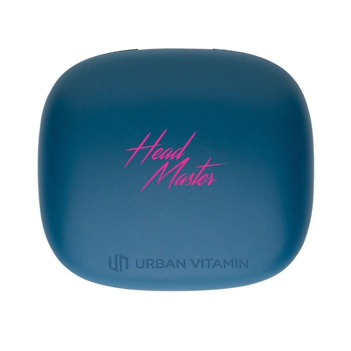 Auriculares de alta calidad color azul vista con logo Auriculares de alta calidad color azul vista con logo