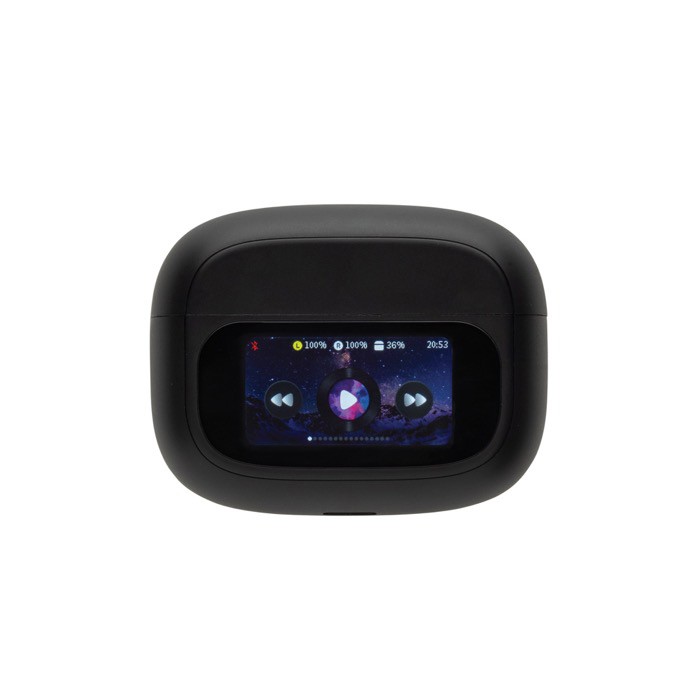 Auriculares inalámbricos con pantalla táctil y función llamada color negro séptima vista Auriculares inalámbricos con pantalla táctil y función llamada color negro séptima vista