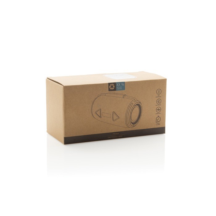 Altavoz BT 5.3 en plástico reciclado con resistencia IPX4 16W color gris segunda vista con caja