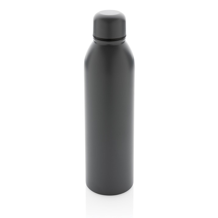 Botella promocional de acero reciclado color gris oscuro quinta vista Botella promocional de acero reciclado color gris oscuro quinta vista