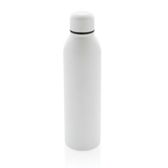 Botella promocional de acero reciclado color blanco quinta vista Botella promocional de acero reciclado color blanco quinta vista