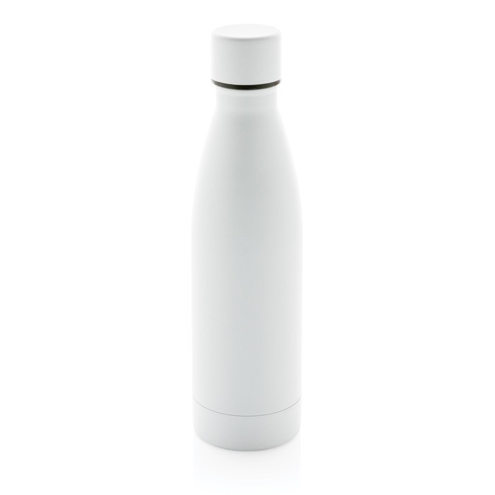Elegante botella metálica de acero reciclado color blanco quinta vista