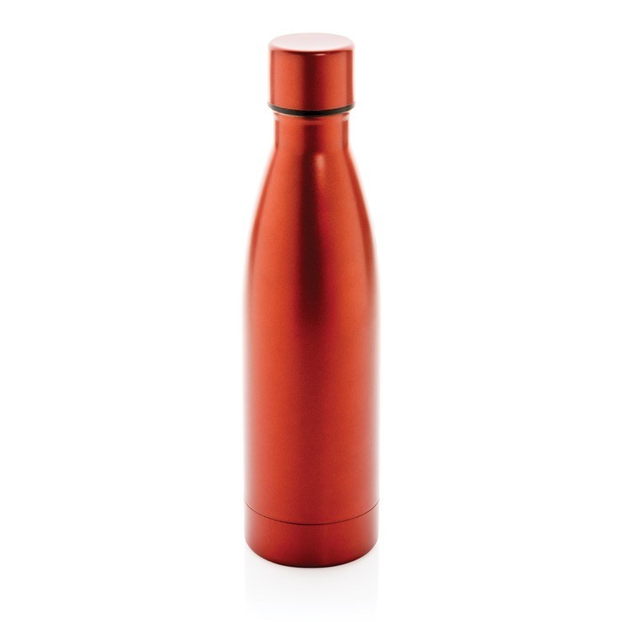 Elegante botella metálica de acero reciclado color rojo quinta vista