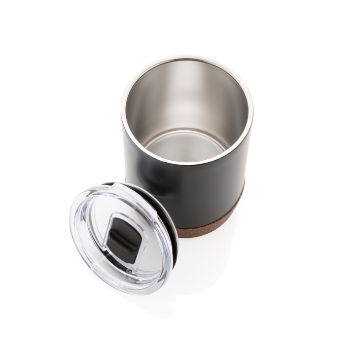 Tazas térmicas pequeñas con base de corcho color negro quinta vista Tazas térmicas pequeñas con base de corcho color negro quinta vista