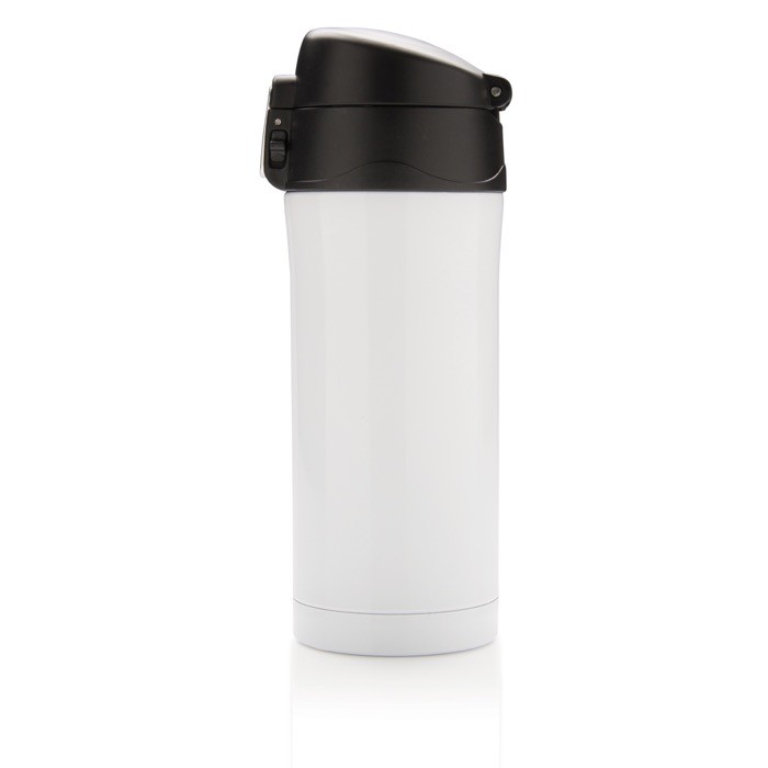 Termos con logo de acero reciclado de colores color blanco quinta vista Termos con logo de acero reciclado de colores color blanco quinta vista