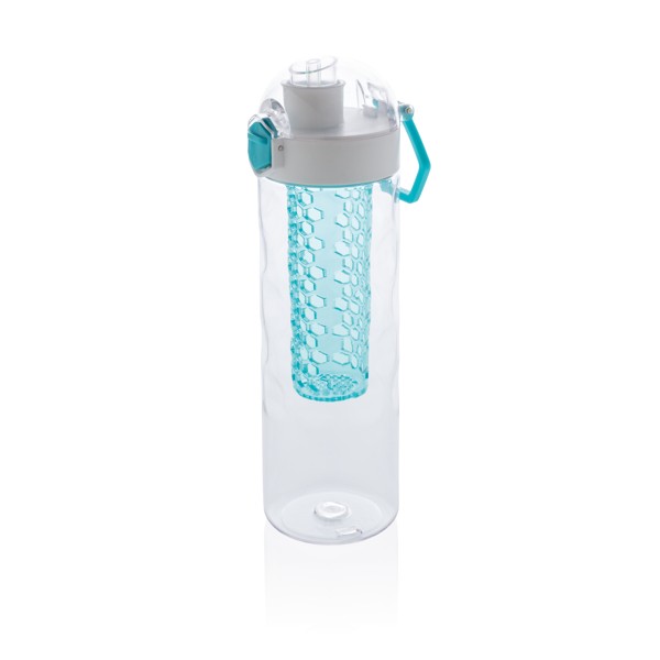 Botella para agua con infusor de frutas color turquesa Botella para agua con infusor de frutas color turquesa