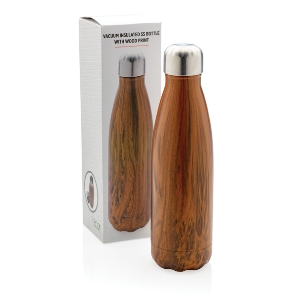 Botellas de acero madera grabadas Botellas de acero madera grabadas