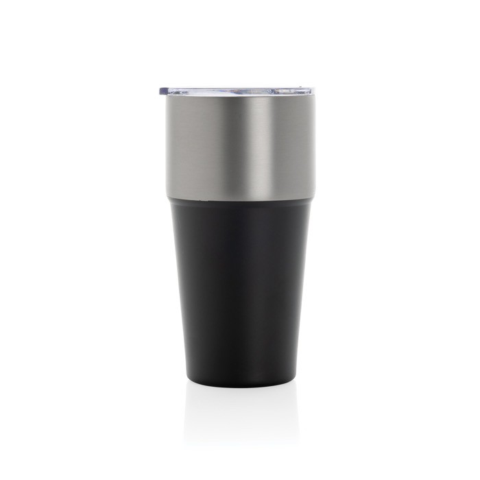 Vaso térmico de acero inoxidable reciclado antigoteo de 500ml color negro segunda vista Vaso térmico de acero inoxidable reciclado antigoteo de 500ml color negro segunda vista