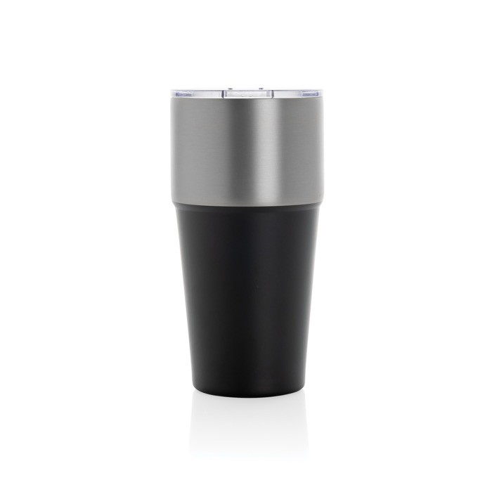 Vaso térmico de acero inoxidable reciclado antigoteo de 500ml color negro tercera vista Vaso térmico de acero inoxidable reciclado antigoteo de 500ml color negro tercera vista