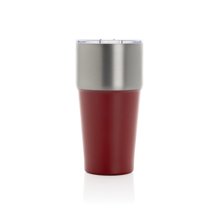 Vaso térmico de acero inoxidable reciclado antigoteo de 500ml color rojo tercera vista Vaso térmico de acero inoxidable reciclado antigoteo de 500ml color rojo tercera vista
