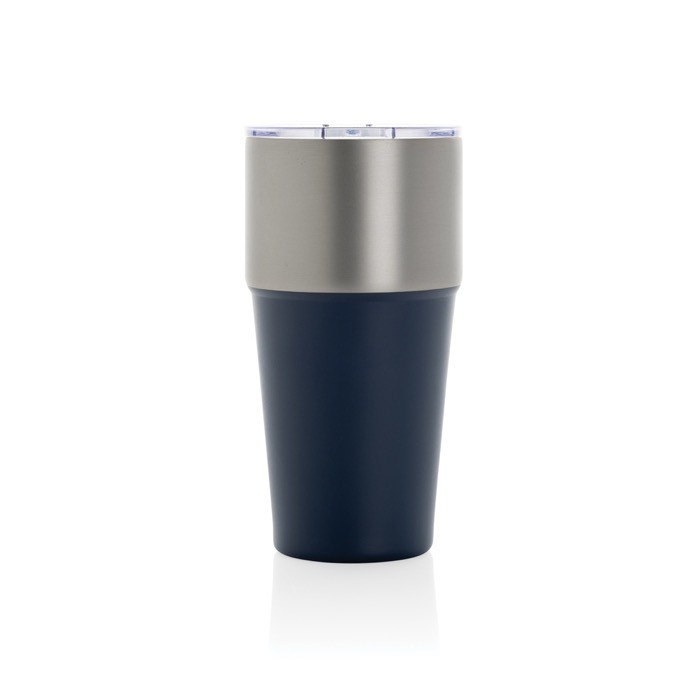 Vaso térmico de acero inoxidable reciclado antigoteo de 500ml color azul marino tercera vista Vaso térmico de acero inoxidable reciclado antigoteo de 500ml color azul marino tercera vista