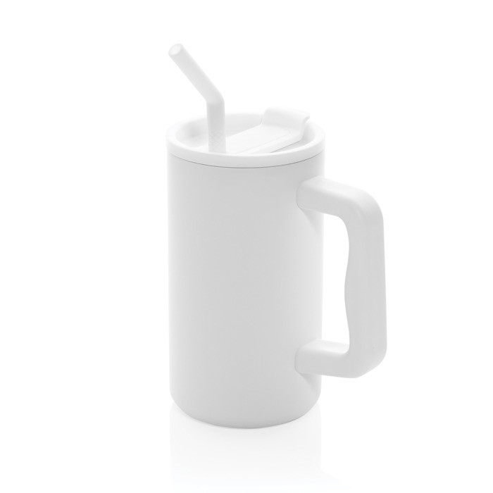 Taza térmica elegante de acero inoxidable reciclado 800ml color blanco
