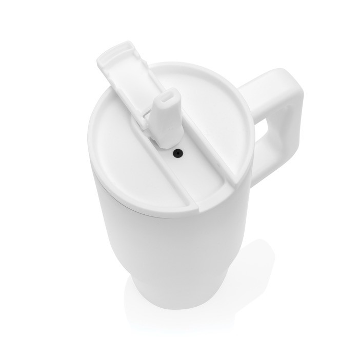 Vaso de acero reciclado con boquilla abatible y tapa de rosca 900 ml color blanco sexta vista