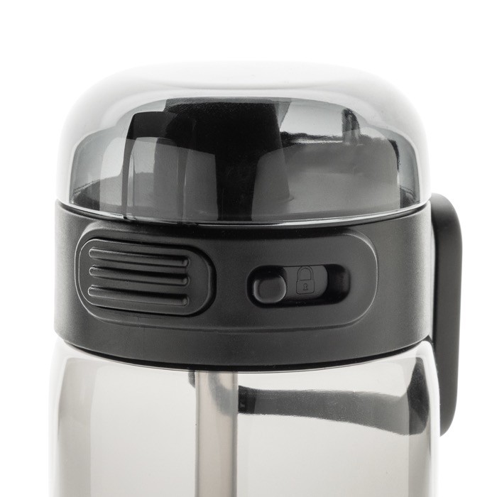 Botella deportiva en RPET con tapa antigoteo y pajita 800 ml color negro sexta vista