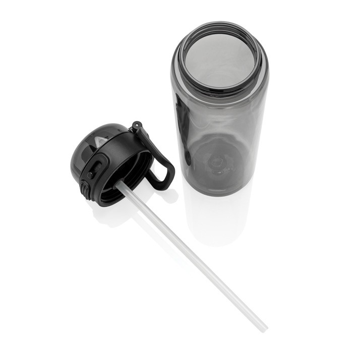 Botella deportiva en RPET con tapa antigoteo y pajita 800 ml color negro novena vista