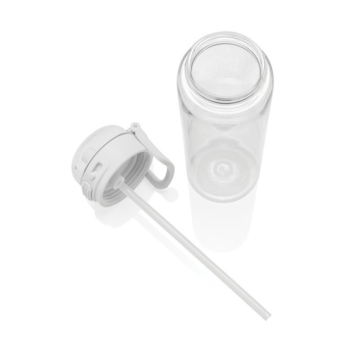 Botella deportiva en RPET con tapa antigoteo y pajita 800 ml color blanco novena vista