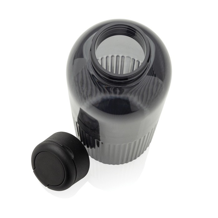 Botella de RPET con agarre y diseño ondulado con asa 750 ml color negro quinta vista