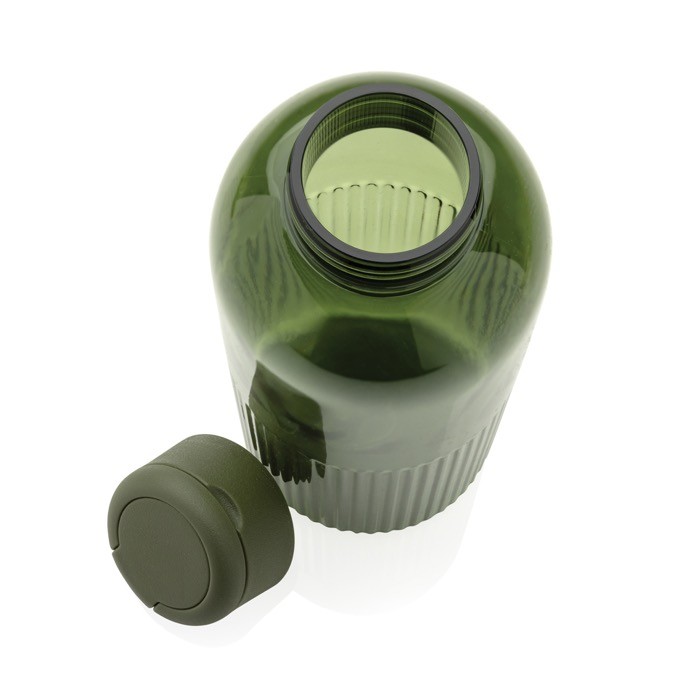 Botella de RPET con agarre y diseño ondulado con asa 750 ml color verde quinta vista