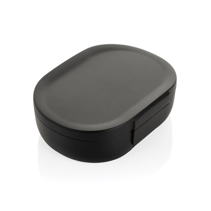 Fiambrera de viaje de plástico reciclado con tapa antigoteo 700ml color negro Fiambrera de viaje de plástico reciclado con tapa antigoteo 700ml color negro