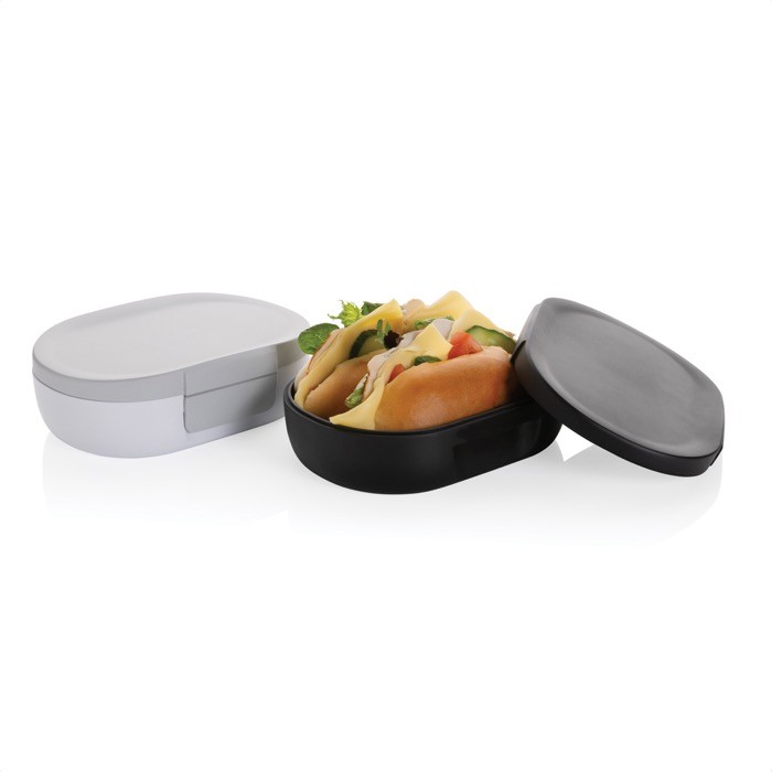 Fiambrera de viaje de plástico reciclado con tapa antigoteo 700ml color blanco vista general Fiambrera de viaje de plástico reciclado con tapa antigoteo 700ml color blanco vista general