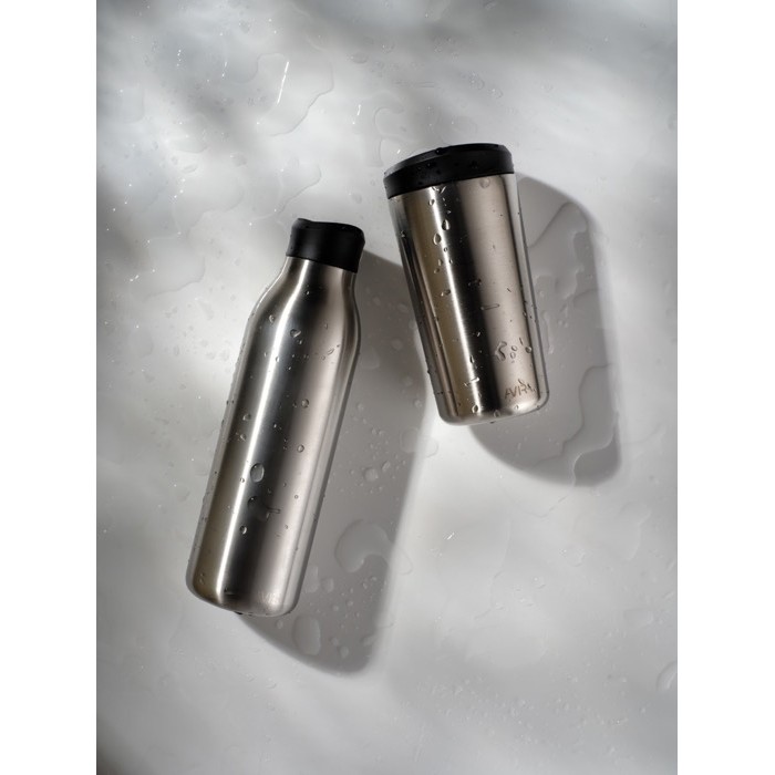 Botella ecológica con experiencia de bebida 360° 600 ml Avira Alok color plateado