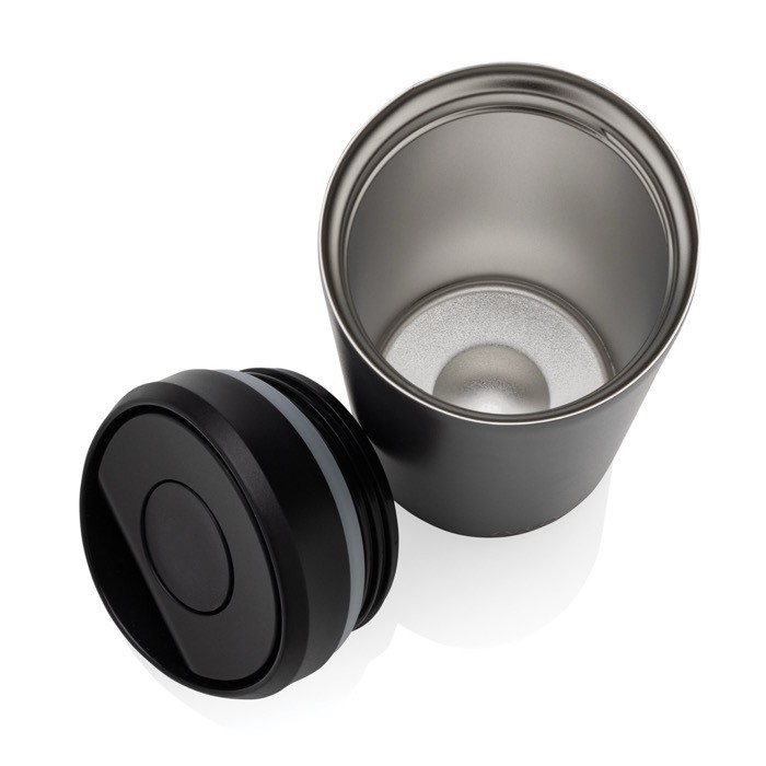 Taza térmica take away ecológica con tapa de clic 400 ml Avira Alix color negro quinta vista