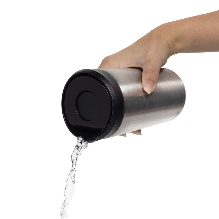 Taza térmica take away ecológica con tapa de clic 400 ml Avira Alix color plateado sexta vista