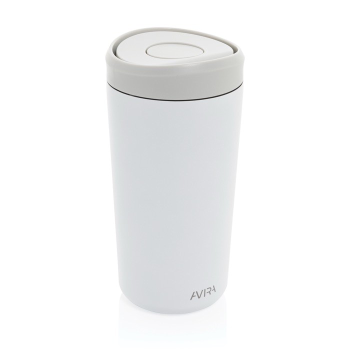 Taza térmica take away ecológica con tapa de clic 400 ml Avira Alix color blanco