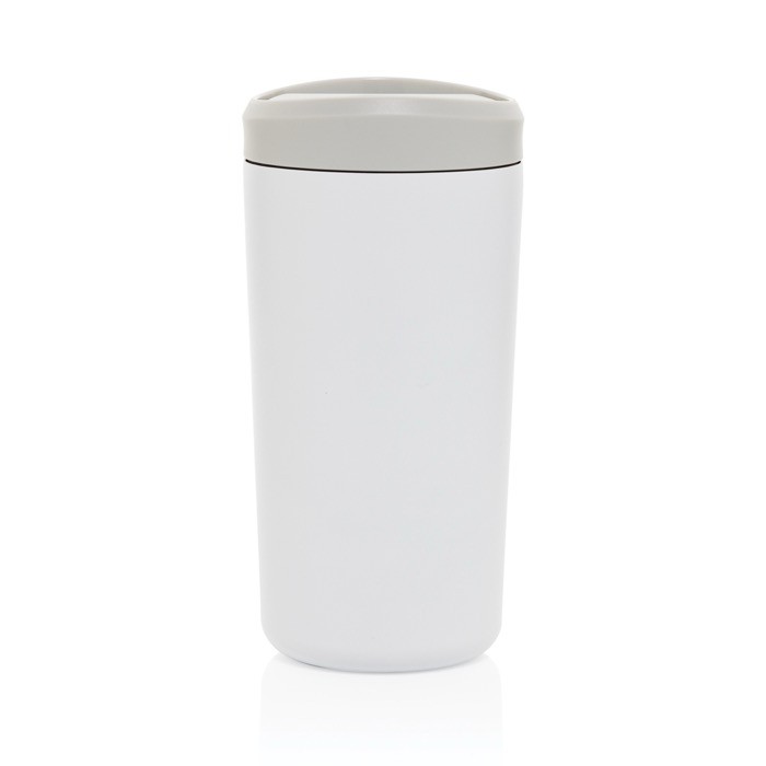 Taza térmica take away ecológica con tapa de clic 400 ml Avira Alix color blanco cuarta vista