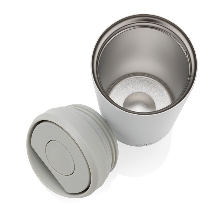 Taza térmica take away ecológica con tapa de clic 400 ml Avira Alix color blanco quinta vista