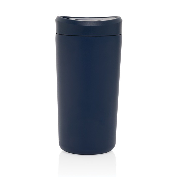 Taza térmica take away ecológica con tapa de clic 400 ml Avira Alix color azul marino tercera vista
