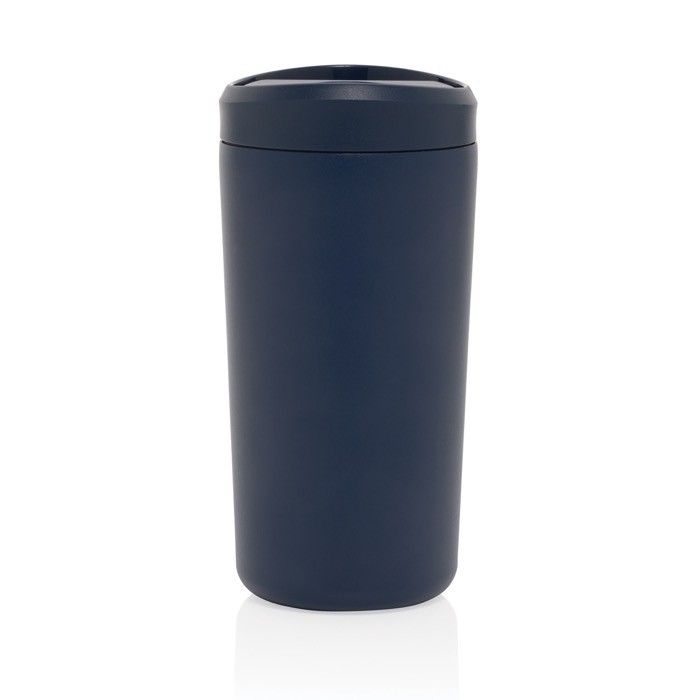 Taza térmica take away ecológica con tapa de clic 400 ml Avira Alix color azul marino cuarta vista