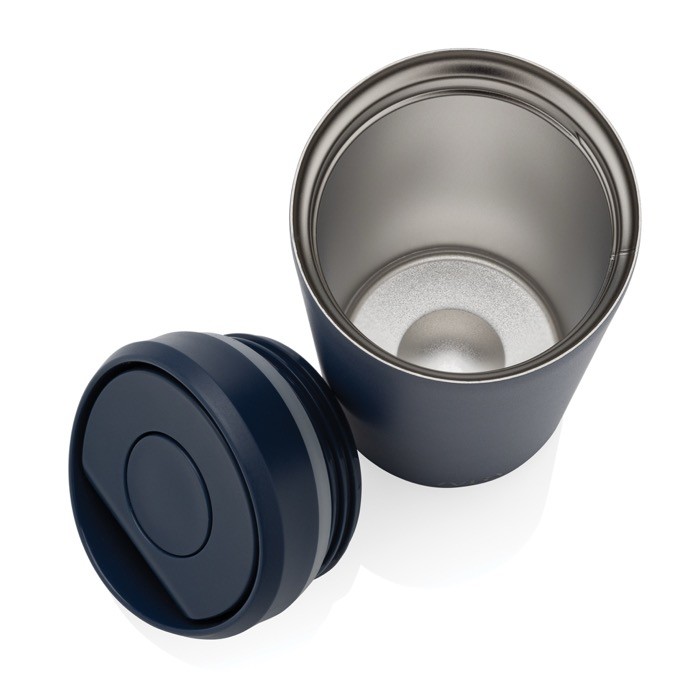 Taza térmica take away ecológica con tapa de clic 400 ml Avira Alix color azul marino quinta vista