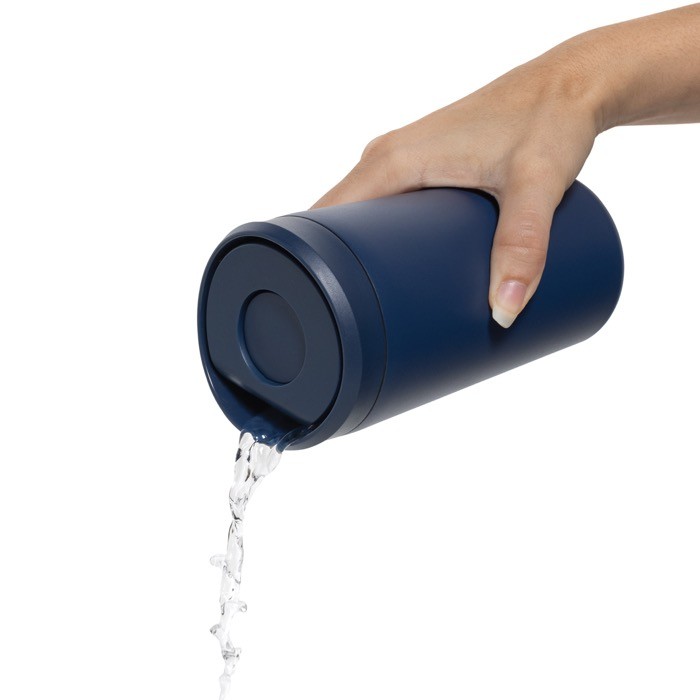 Taza térmica take away ecológica con tapa de clic 400 ml Avira Alix color azul marino sexta vista