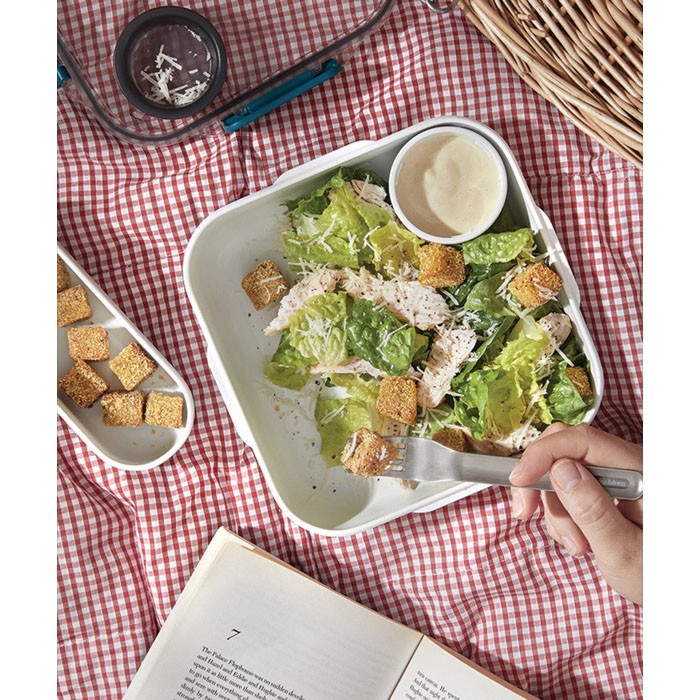 Fiambrera con recipientes en el interior y tenedor Black+Blum 1L color turquesa Fiambrera con recipientes en el interior y tenedor Black+Blum 1L color turquesa