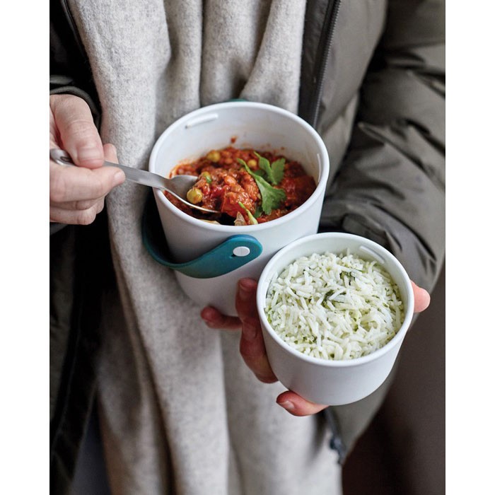 Fiambrera tipo vaso de 2 recipientes herméticos Black+Blum 900ml color turquesa