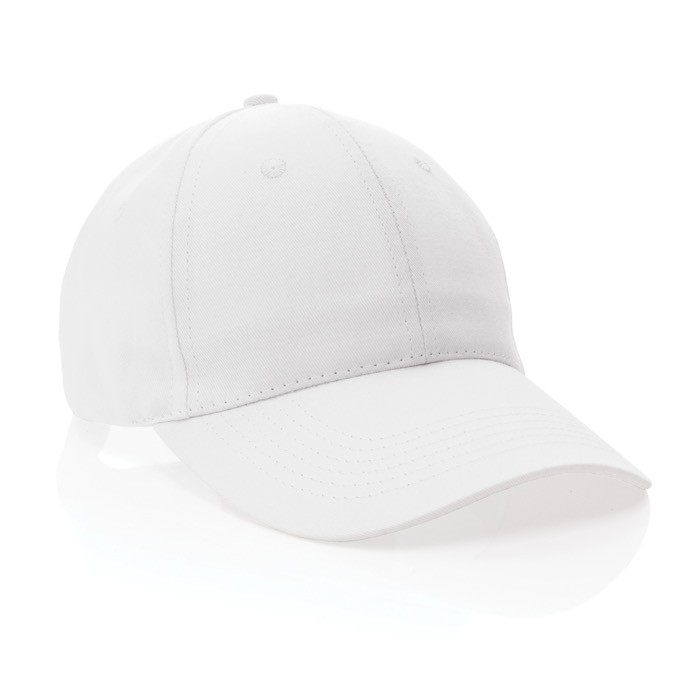 Gorra de algodón reciclado 6 paneles con cierre de velcro 190 g/m2 color blanco séptima vista