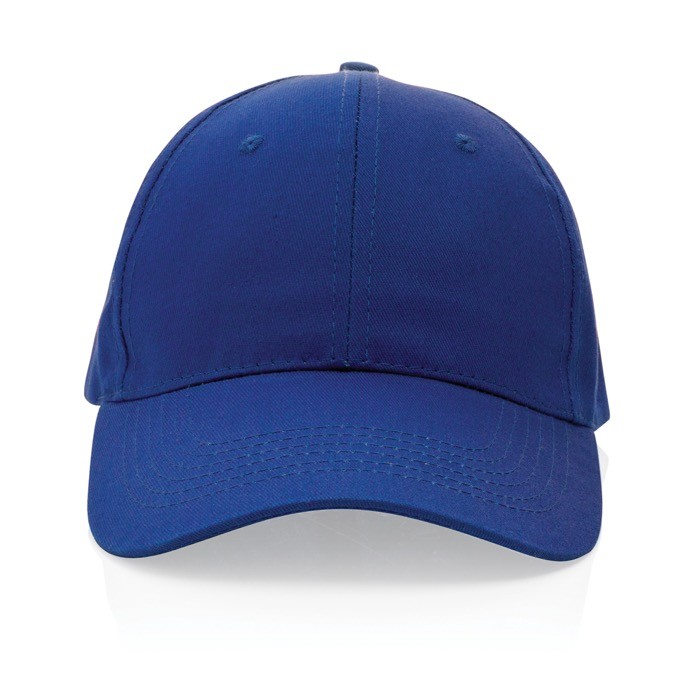 Gorra de algodón reciclado 6 paneles con cierre de velcro 190 g/m2 color azul segunda vista