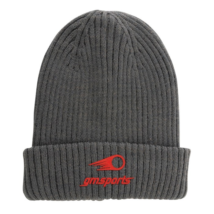 Gorro de invierno de materiales sostenibles color gris oscuro segunda vista con logo