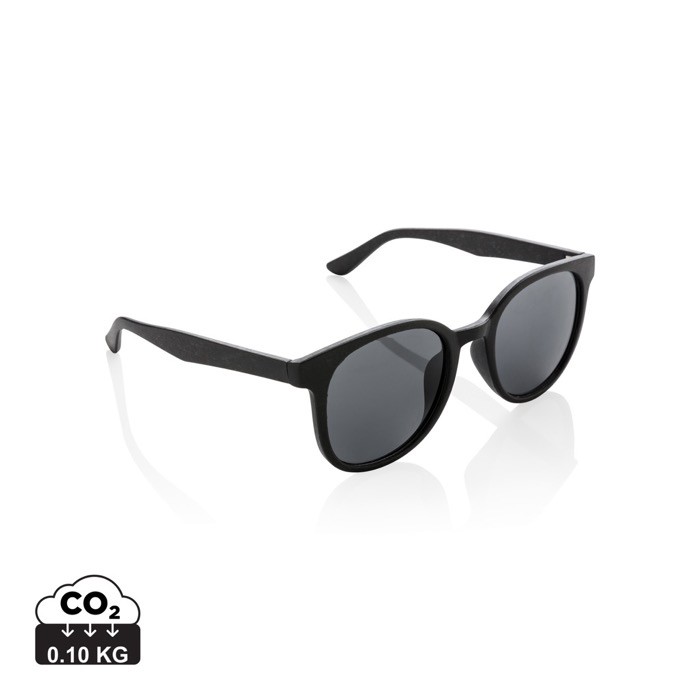 Gafas solares retro de fibra de paja de trigo y protección UV400 color negro
