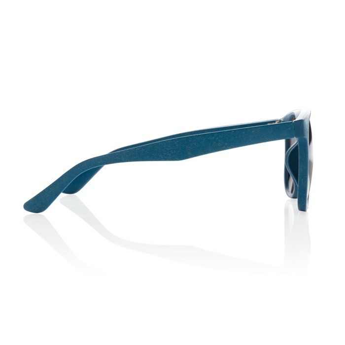 Gafas solares retro de fibra de paja de trigo y protección UV400 color azul tercera vista