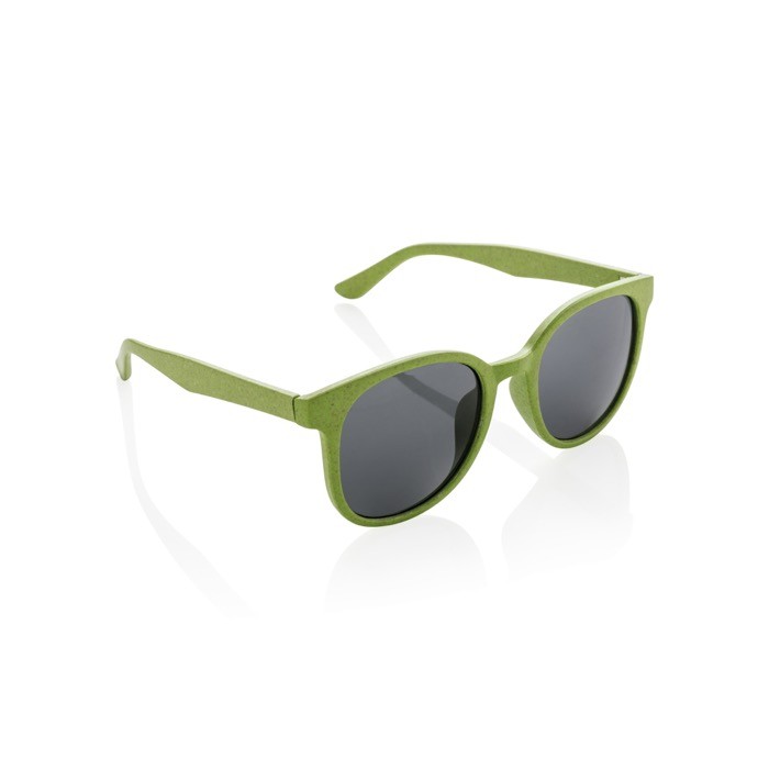 Gafas solares retro de fibra de paja de trigo y protección UV400 color verde