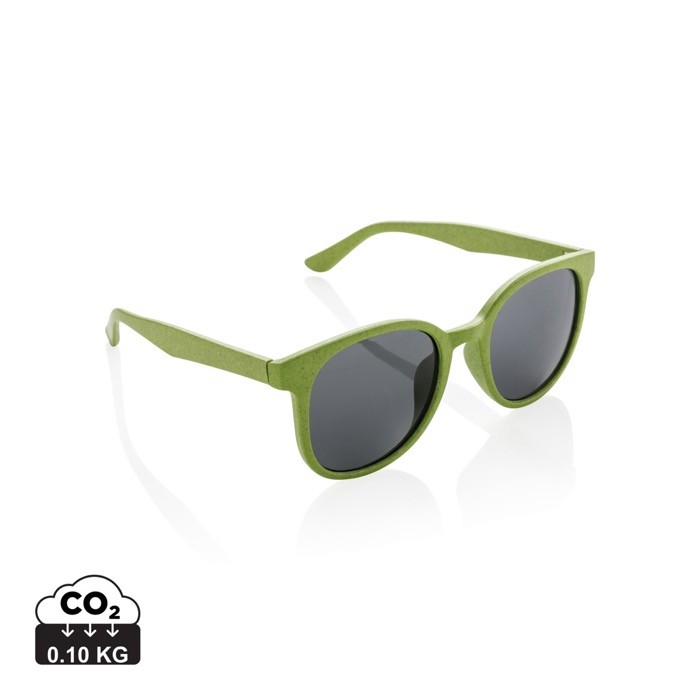 Gafas solares retro de fibra de paja de trigo y protección UV400 color verde