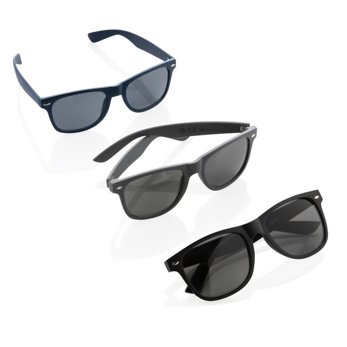 Gafas de sol de plástico reciclado color azul marino vista general Gafas de sol de plástico reciclado color azul marino vista general